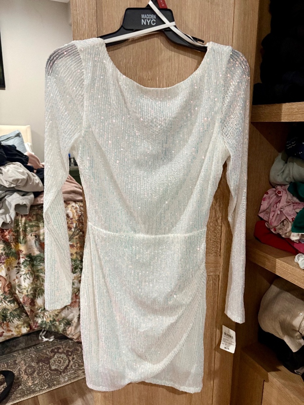 Windsor White/Cream Mini Dress with Sequins